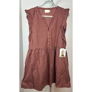 NWT NATION LTD Tegan Ruffled Mini Dress Tajin Checkered XXL Ruffle